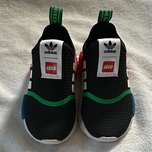 Adidas Kids Black and Green LEGO Slipon Sneakers